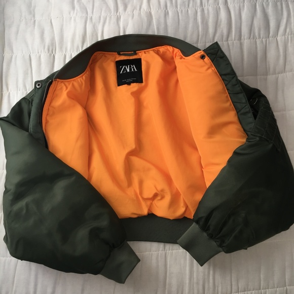 Zara Jackets & Coats Zara Women Cropped Bomber Jacket Khaki Green